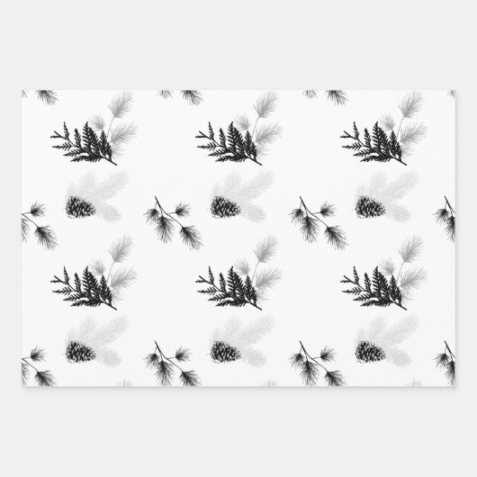 Minimale gevoelige cedar Leaf Pine Needles & Pinec Inpakpapier Vel (Voorkant)