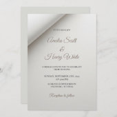 Minimale Gevouwen Schaduw Moderne Huwelijksuitnodi Kaart (Voorkant / Achterkant)