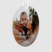 Minimale gezagsfoto, aangepast naamscript & jaar ornament (voorkant)