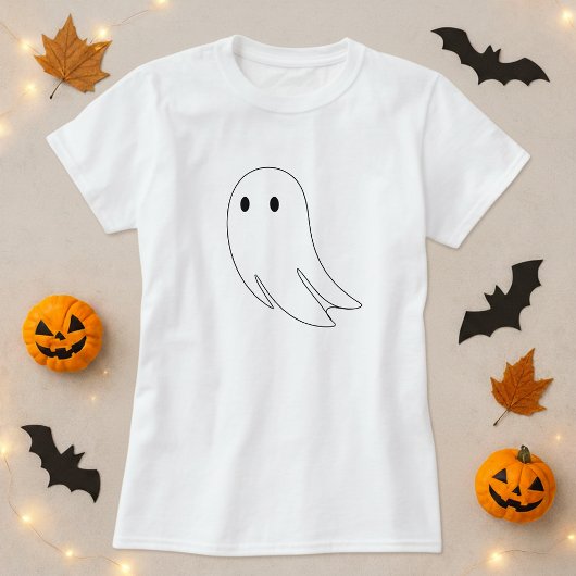 Minimale Ghost Outline Halloween T-shirt