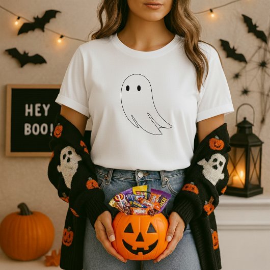 Minimale Ghost Outline Halloween T-shirt