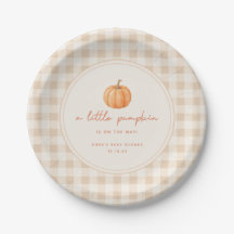 Minimale Gingham "Kleine Pompoen" Herfst Baby Show