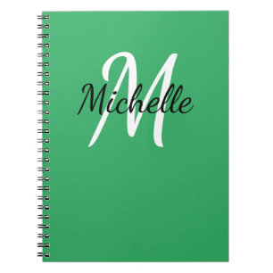 Minimale Girly Green Monogram Naam & Initiaal Notitieboek