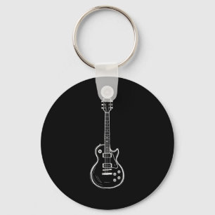 Minimale gitaar lijn kunst grappige muziek liefheb sleutelhanger