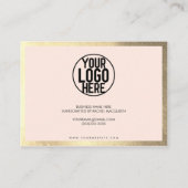 Minimale Gold Blush Pink Script Klant Bedankt Visitekaartje (Achterkant)