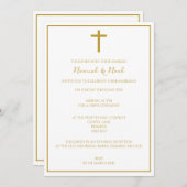 Minimale Gold Cross bruiloft uitnodiging (Voorkant / Achterkant)