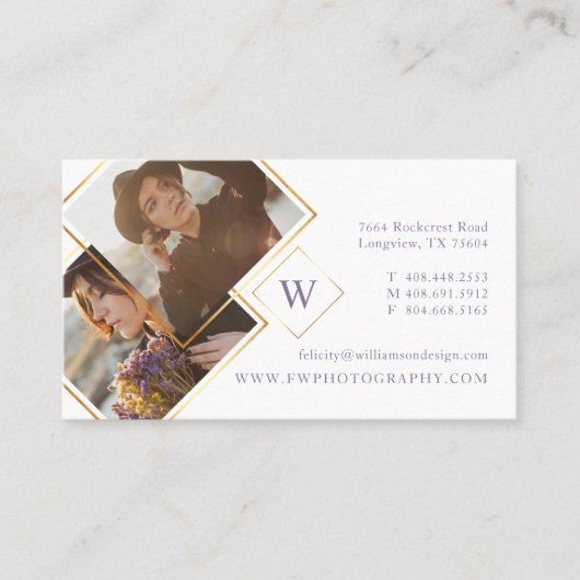 Minimale Gold Geometric Photo Lijst & Monogram Visitekaartje (Voorkant)