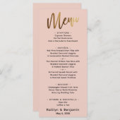 Minimale Gold Handwriting Simple Typography Blush Menu (Voorkant / Achterkant)