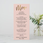 Minimale Gold Handwriting Simple Typography Blush Menu (Staand voorkant)