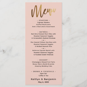 Minimale Gold Handwriting Simple Typography Blush Menu