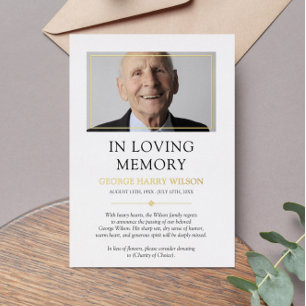 Minimale Gold Photo in Loving Memory Annountion Folie Uitnodiging
