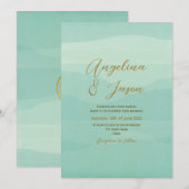 Minimale Gold Sage Green Wedding Kaart (Voorkant / Achterkant)