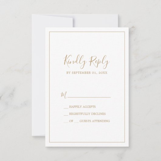 Minimale Gold Simple RSVP-kaart RSVP Kaartje (Voorkant)