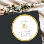Minimale Gold Snowflake Blessed kerstadres Ronde Sticker
