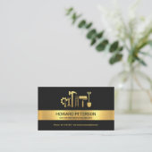 Minimale Gold Stripe Handyman Tools Contractant Visitekaartje (Staand voorkant)