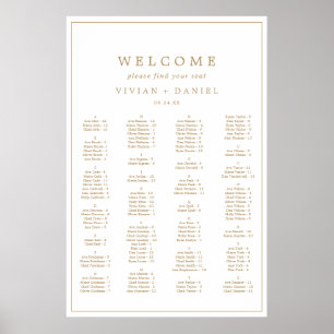 Minimale Gold Typography Alfabetical Seating Chart Poster
