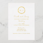 Minimale Gold White Modern Glam Weddenfoto Folie Uitnodiging (Voorkant)