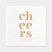 Minimale goud folie “Cheers” cocktail Servetten (Voorkant)