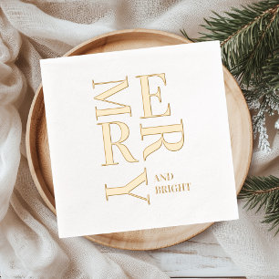 Minimale goud folie “Merry and Bright” Kerst- Servetten