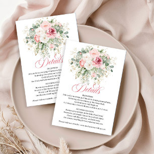 Minimale gouden blosrozen trouwdetails kaart