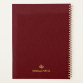 Minimale gouden donkerrode lederen textuur print planner (Achterkant)