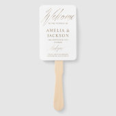 Minimale gouden en witte huwelijksceremonie handwaaier (Voorkant)