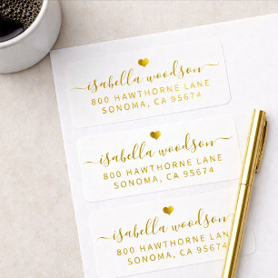 Minimale gouden hart script handtekening naam etiket