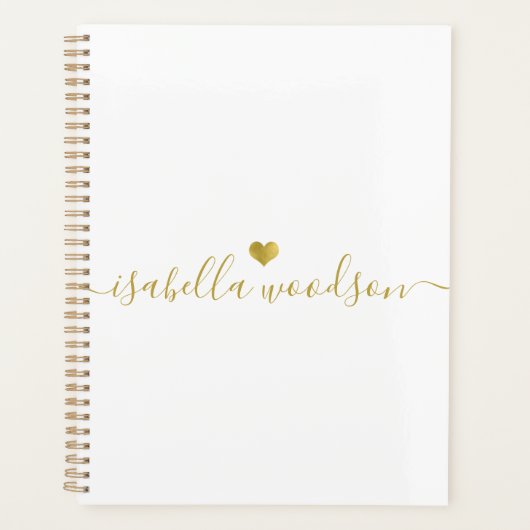 Minimale Gouden Hart Script Handtekening Naam Planner (Voorkant)