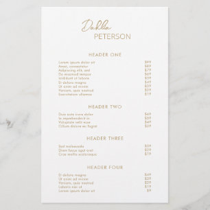 Minimale Gouden Moderne Zakelijke Prijslijst Flyer