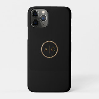Minimale gouden monogram op ZWART iPhone 11 Pro Hoesje