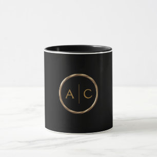 Minimale gouden monogram op ZWART Mok