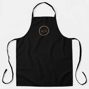 Minimale gouden monogram op ZWART Schort