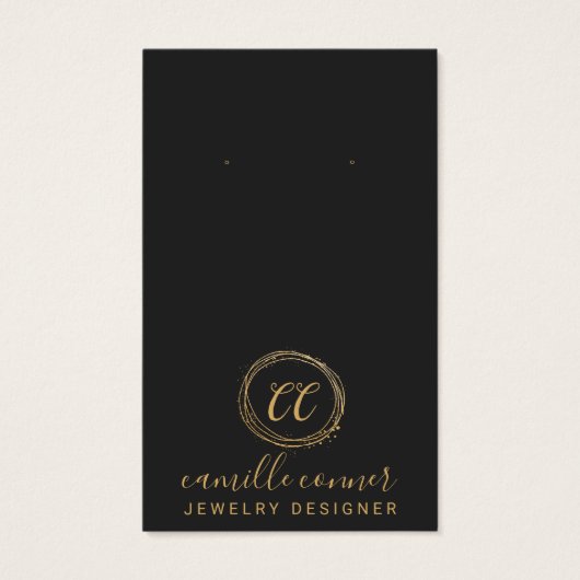 Minimale Gouden Monogram Sieraden Designer Oorbel Visitekaartje (Voorkant)