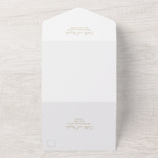 Minimale Gouden QR Code Moderne bruiloft All In One Uitnodiging (Buitenkant)
