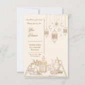 Minimale gouden ramadan iftar diner uitnodiging (Voorkant)