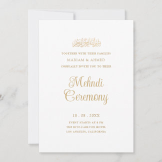 Minimale gouden stijlvolle script Henna Mehndi-cer Kaart