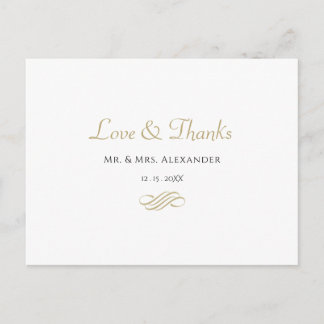 Minimale gouden trouwkaart bedanken briefkaart