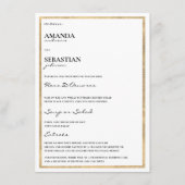 Minimale gouden witte typografie elegante bruiloft menu (Voorkant)