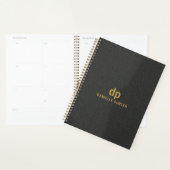 Minimale gouden zwart lederen textuur print planner (Display)