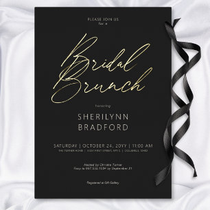 Minimale Gouden Zwart-Witte Bruidsbrunch Folie Uitnodiging