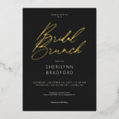 Minimale gouden zwarte & witte bruiloftsbrunch folie uitnodiging (Voorkant)