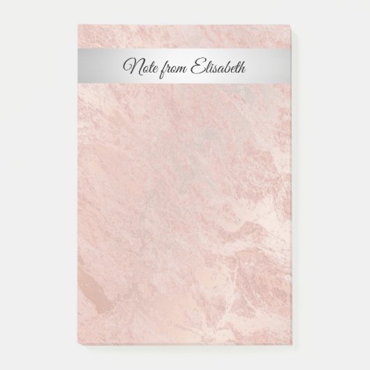 Minimale goudmarmermantel met roos post-it® notes (Voorkant)