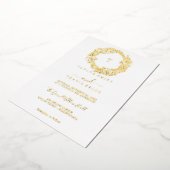 Minimale goudolie | Emerald Monogram Weddenschap Folie Uitnodiging (Gedraaid)