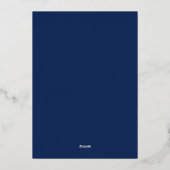 Minimale goudolie | Navy Blue Monogram Weddenschap Folie Uitnodiging (Achterkant)