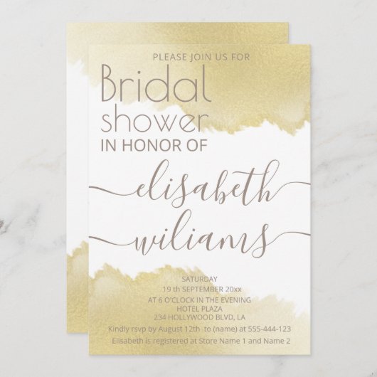 Minimale goudpenseelkalligrafie kaart (Voorkant / Achterkant)