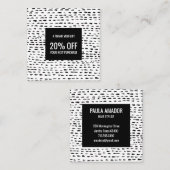 Minimale grafische handgemaakte Stippen zwart-wit Kortingskaartje (Voorkant / Achterkant)