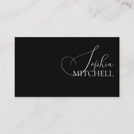 Minimale grafische kalligrafie zwart visitekaartje (Voorkant)