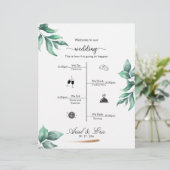 Minimale Greenery Classic Elegant Wedding Programm (Staand voorkant)