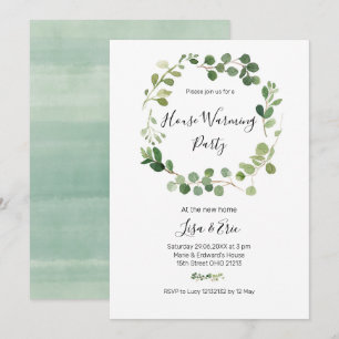 Minimale Greenery Housewarming Party Invite Kaart