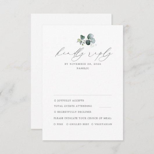Minimale Greenery Wedding RSVP (Voorkant / Achterkant)